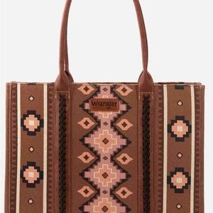 Montana West Wrangler Southwest Wide Tote - Aztec Retro Pattern